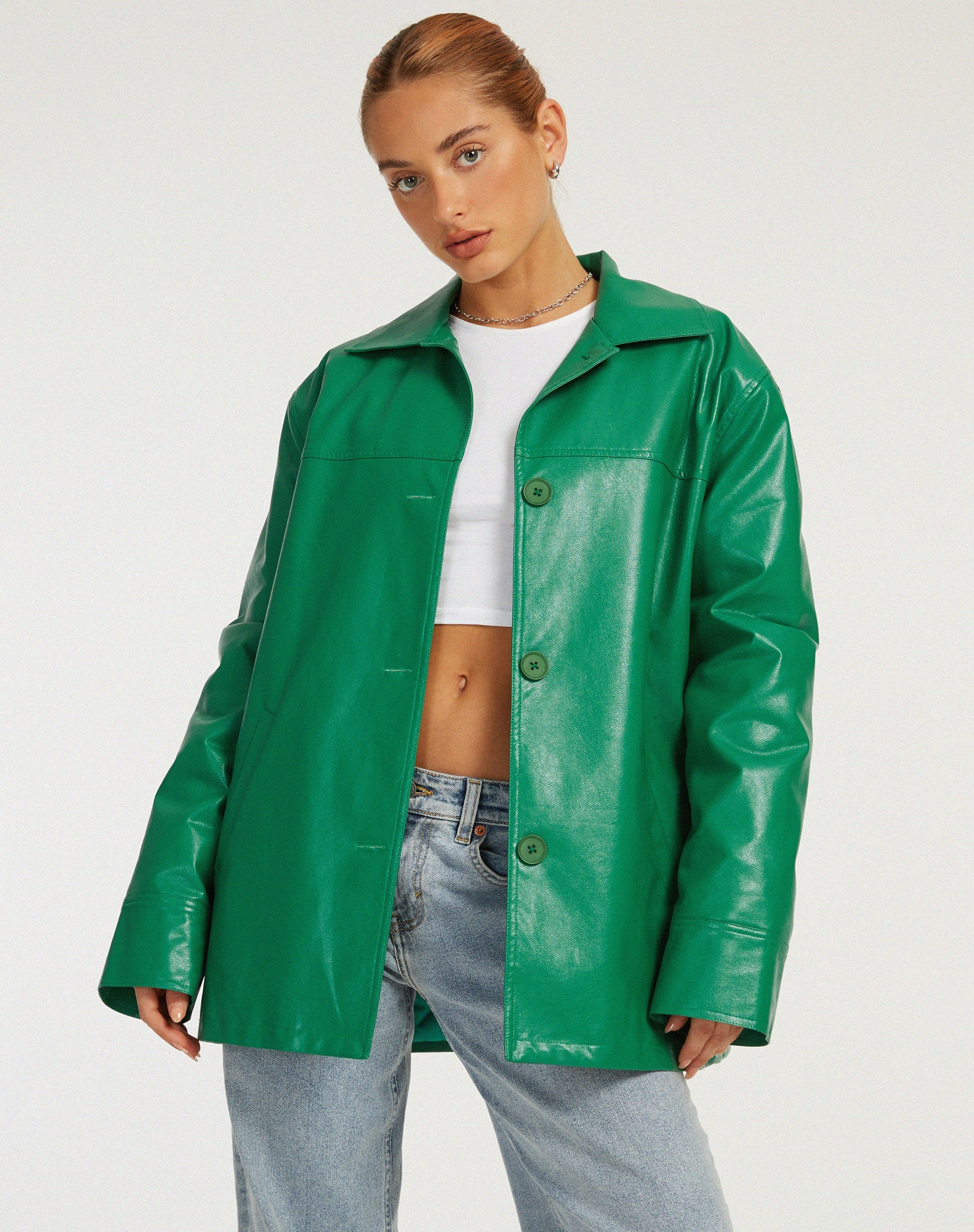 Giacca Walta in Pu Kelly Green
