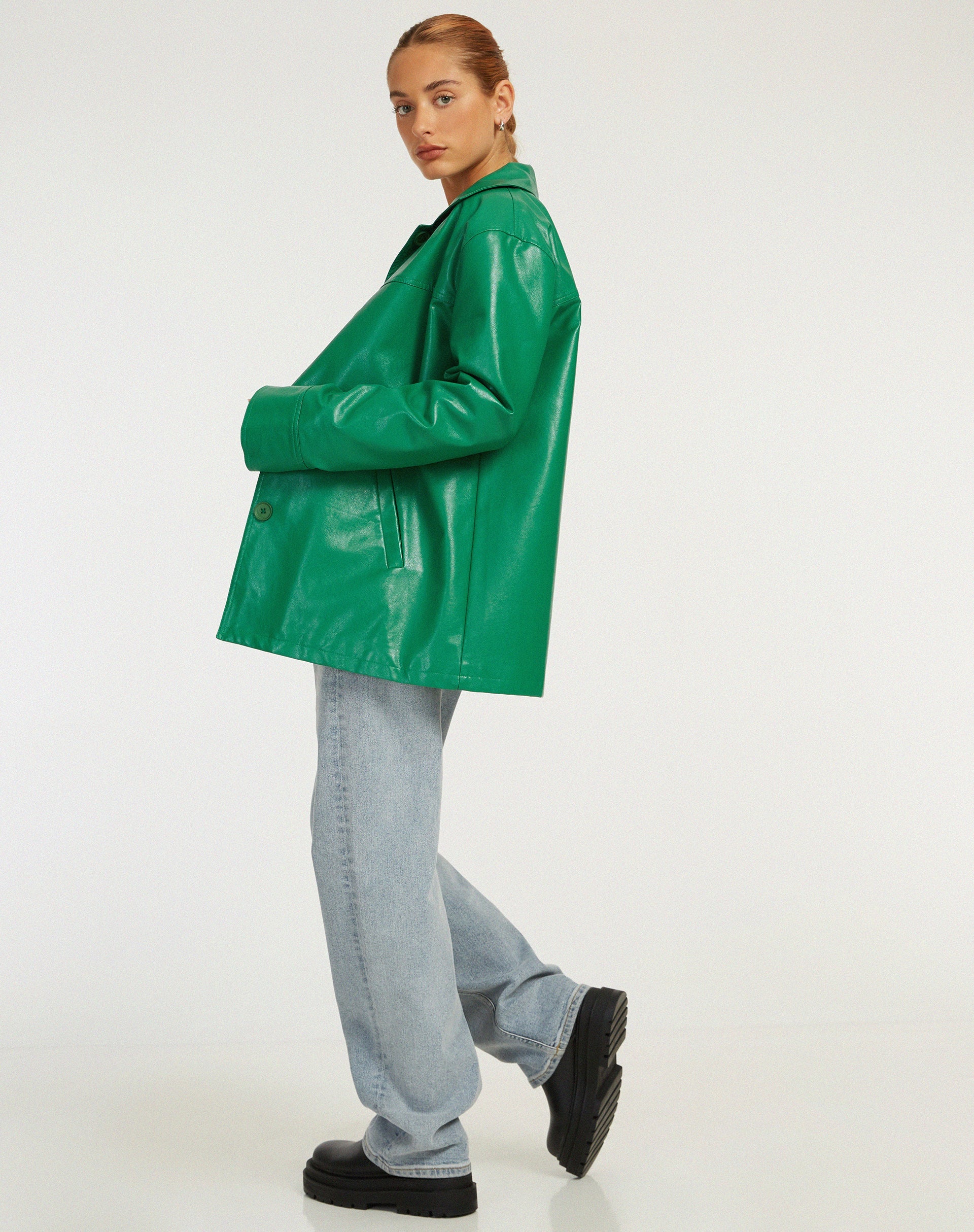 Giacca Walta in Pu Kelly Green