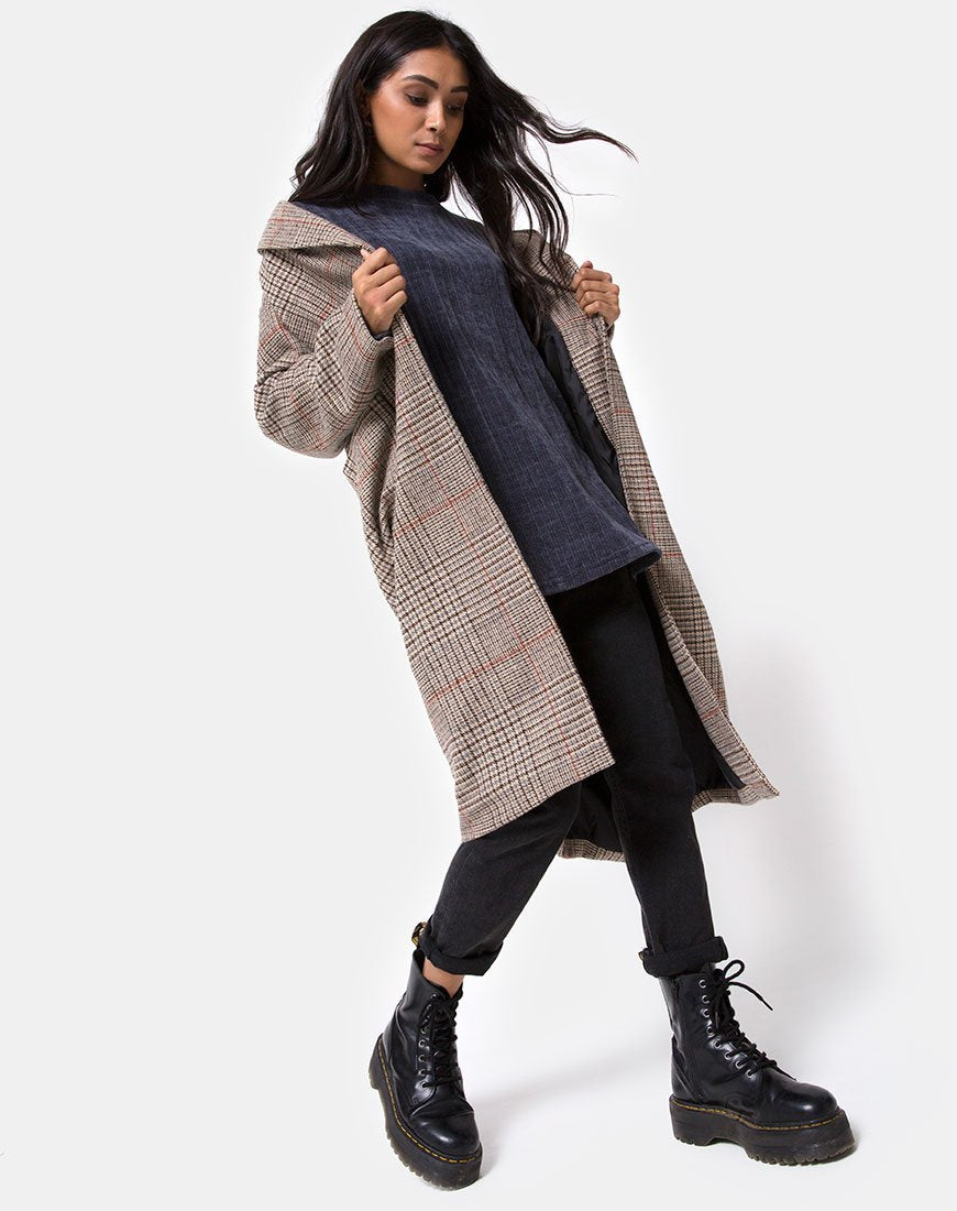 Immagine del cappotto lungo Duster in Glenn Check Naturale