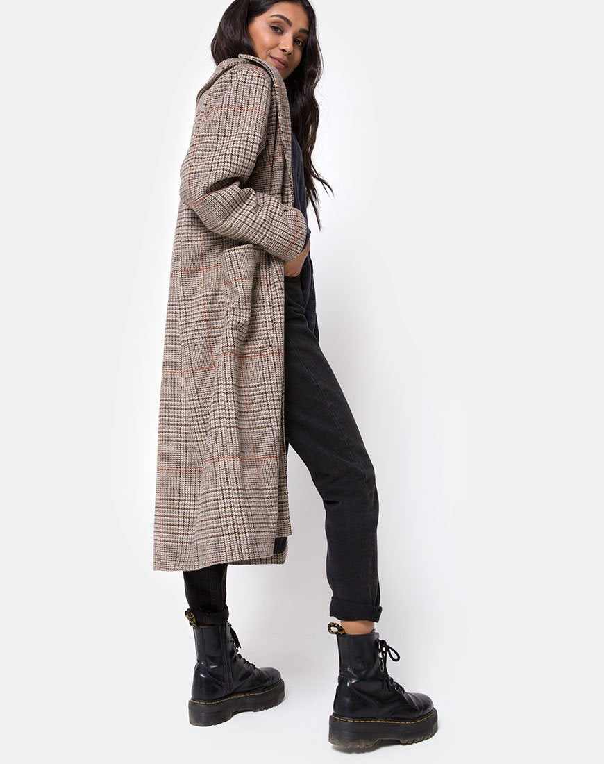 Immagine del cappotto lungo Duster in Glenn Check Naturale