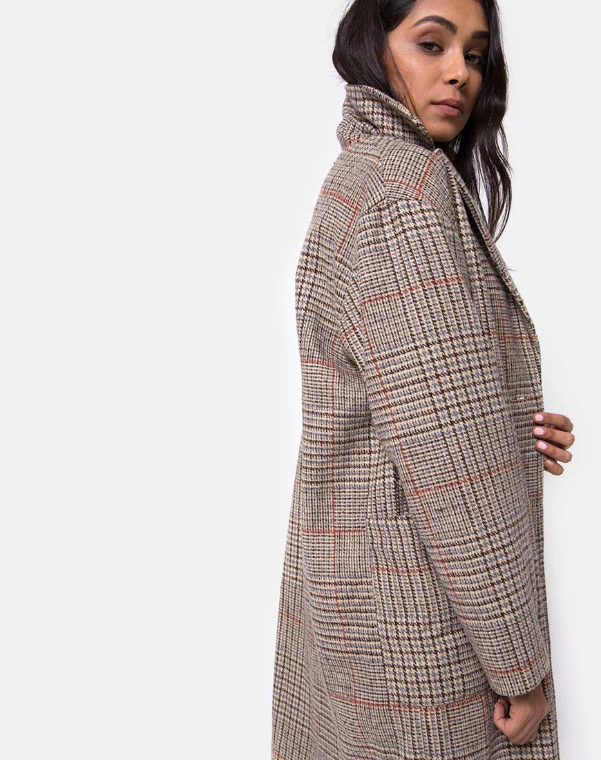 Immagine del cappotto lungo Duster in Glenn Check Naturale
