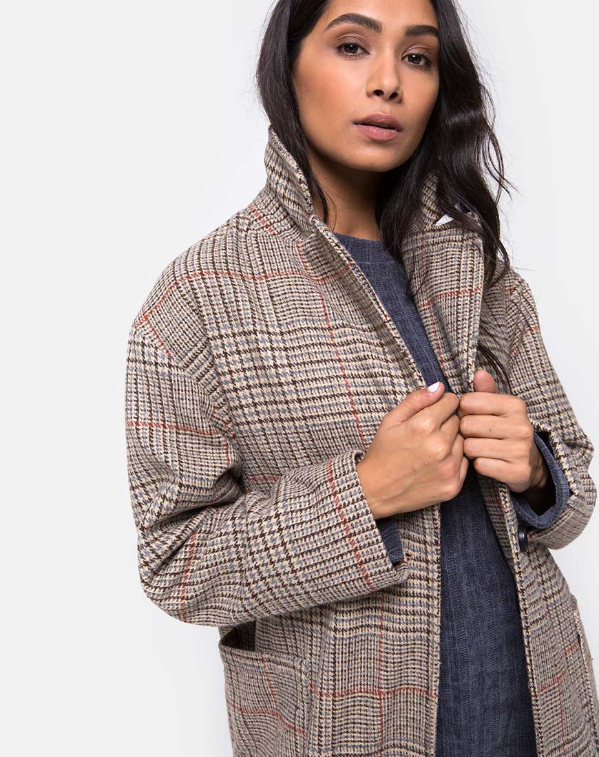Immagine del cappotto lungo Duster in Glenn Check Naturale