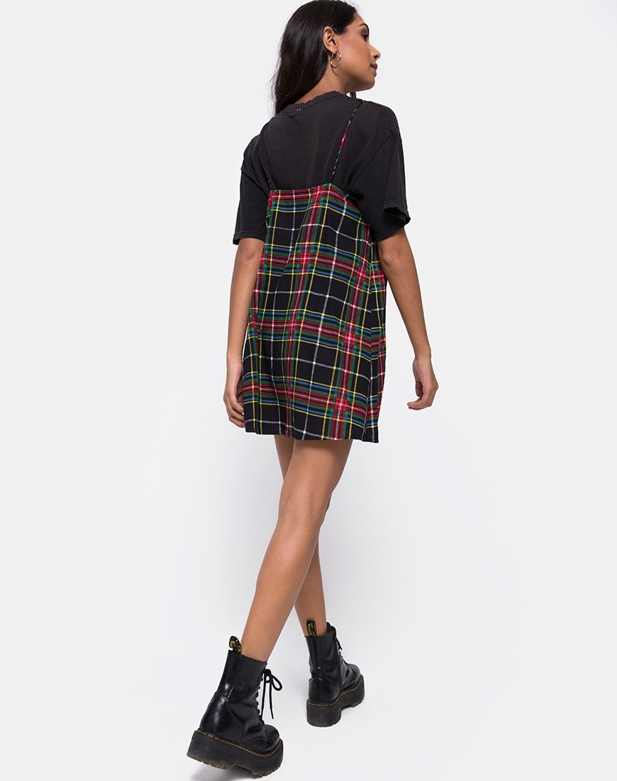 Immagine di Sanna Slip Dress in Plaid Rosso Verde Giallo e Nero