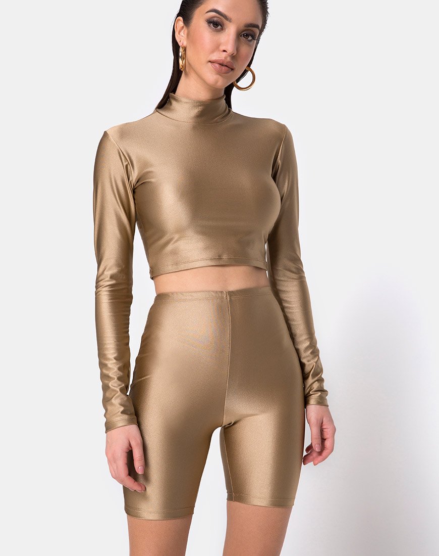 Pantaloncini da ciclista in nylon oro