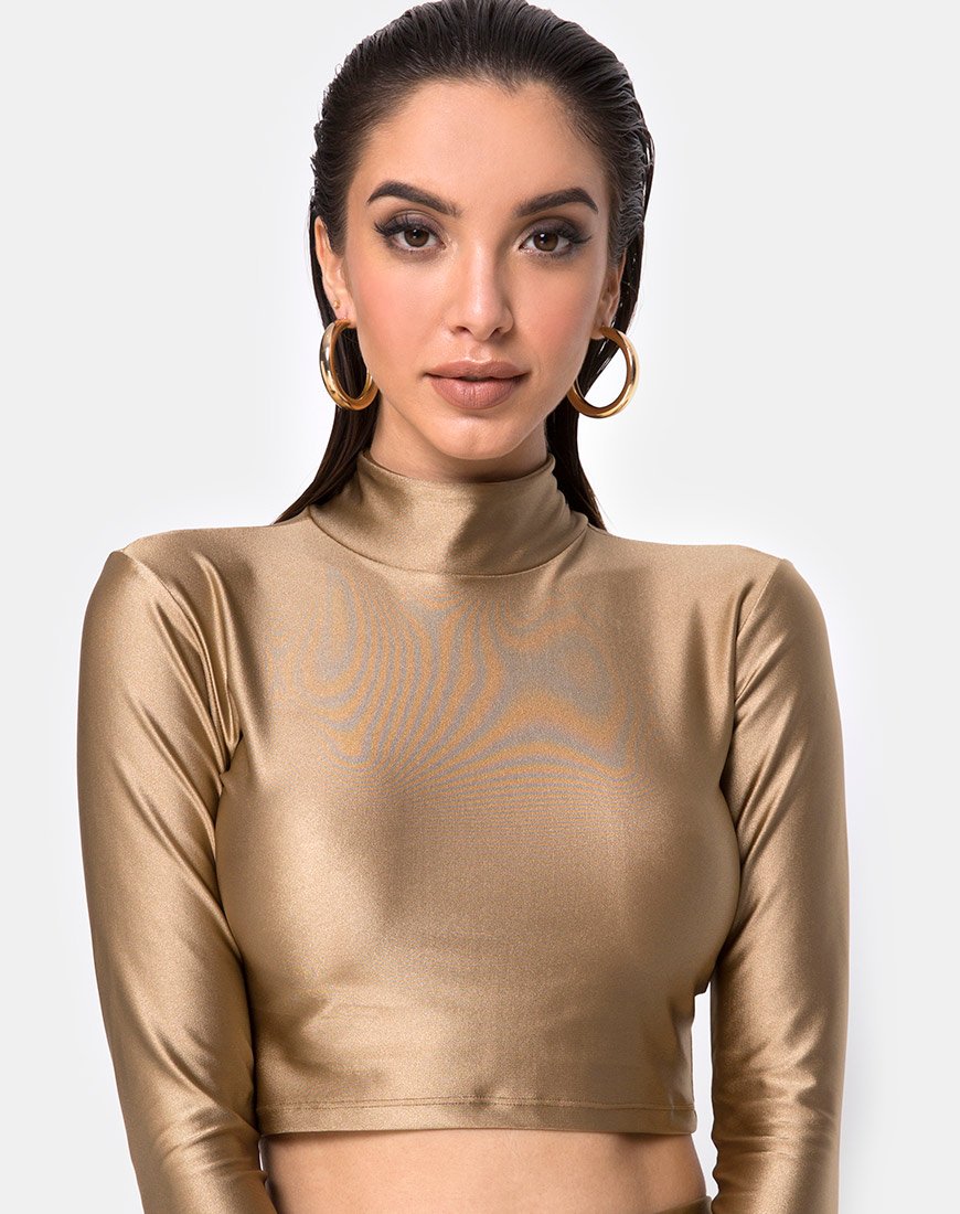 Rhala Crop Top in nylon oro
