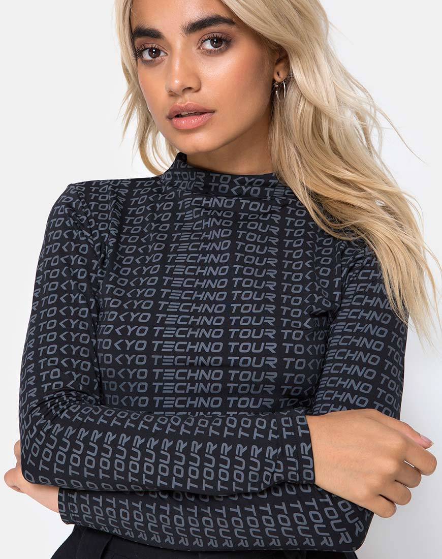 Immagine di Rhala Crop Top in Tokyo Techno Tour Nero