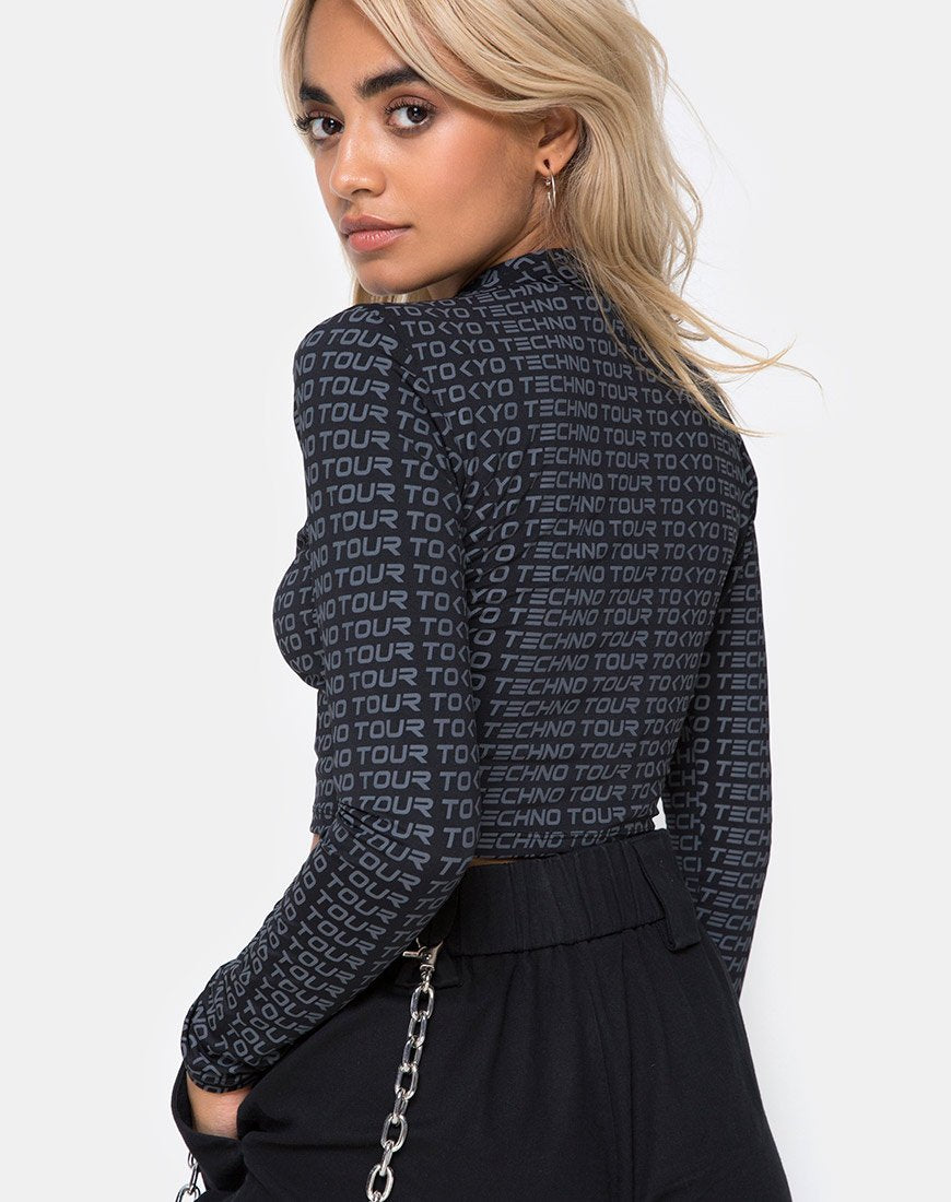 Rhala Crop Top in Tokyo Techno Tour Nero