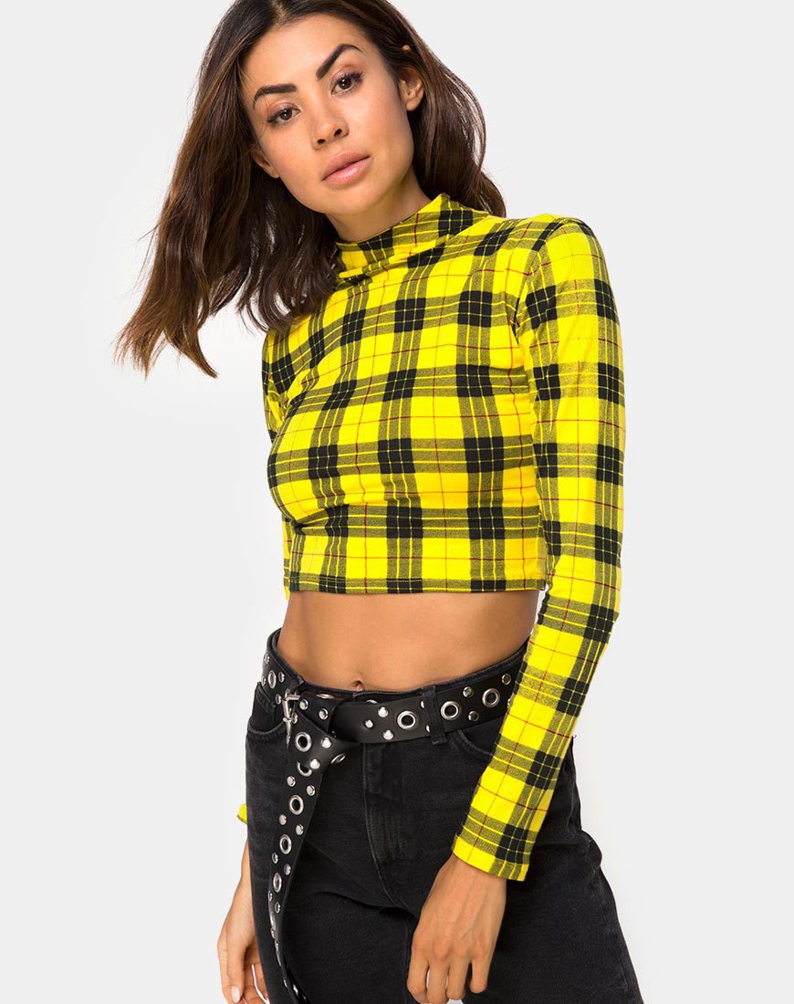 Rhala Crop Top in Plaid Invernale Giallo