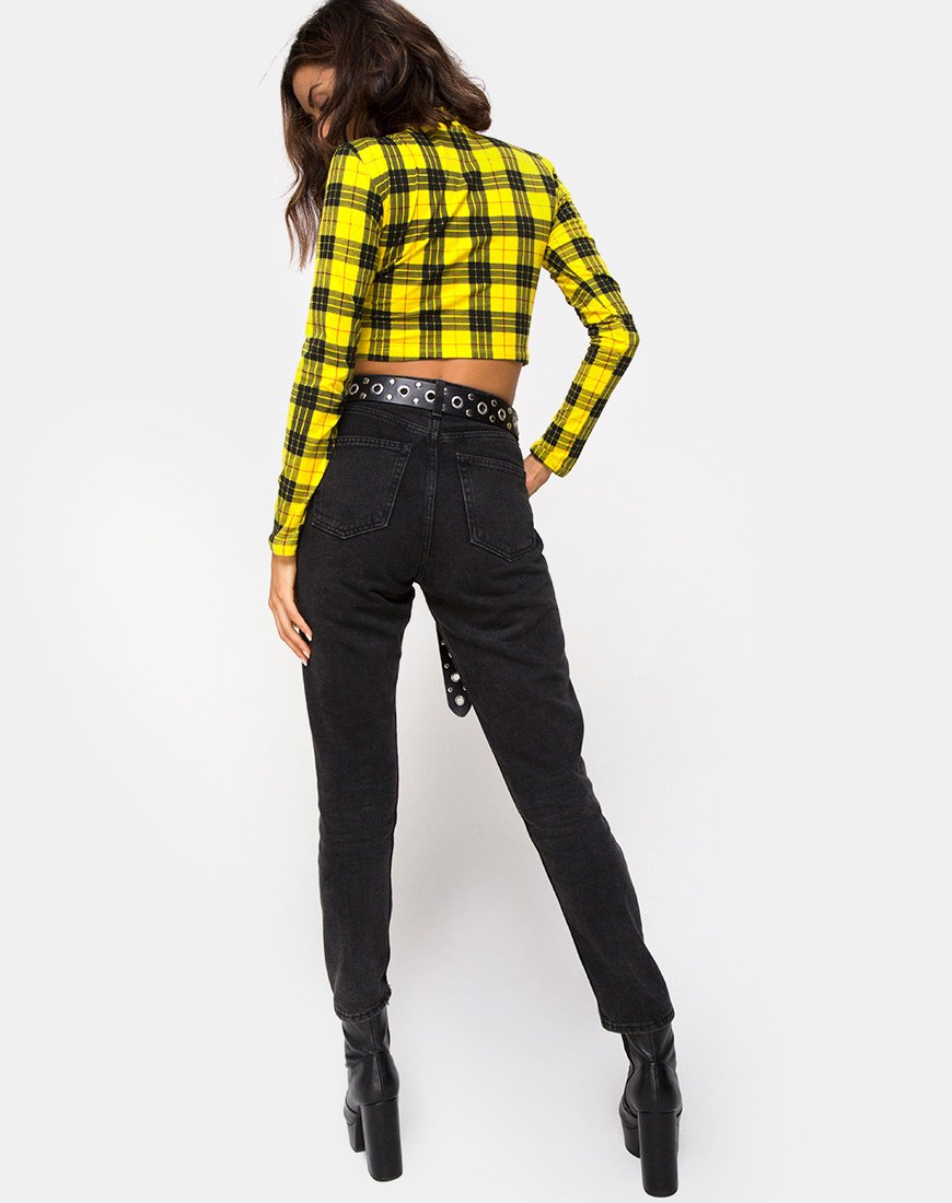 Immagine di Rhala Crop Top a quadri invernali giallo
