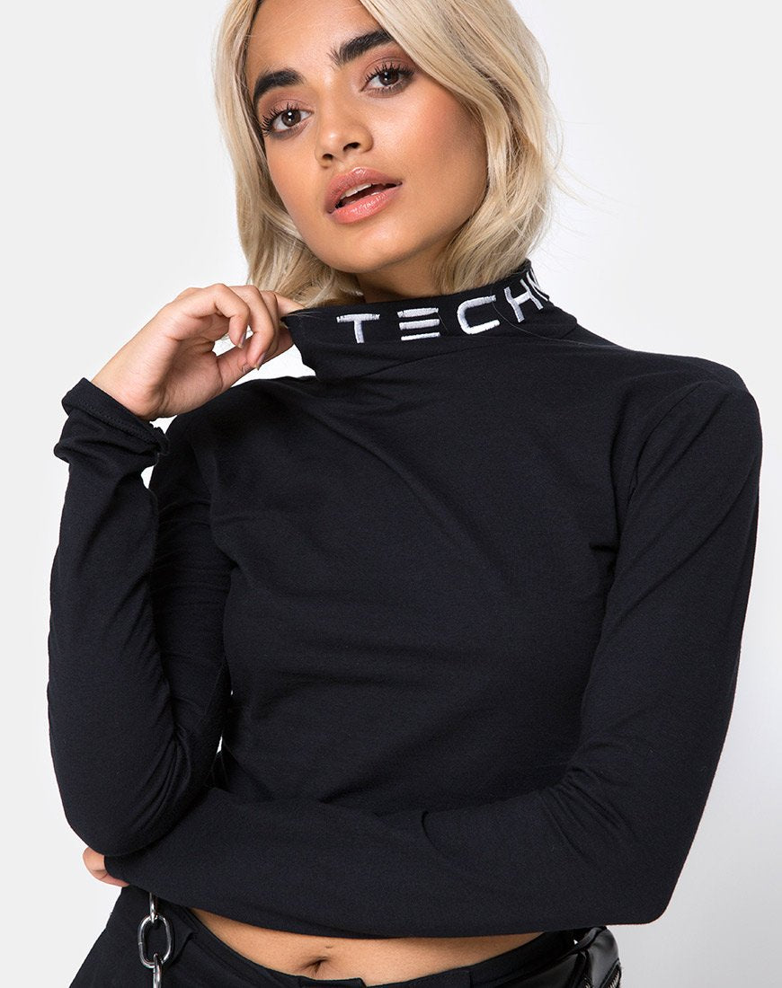 Rhala Crop Top in Tokyo Techno Nero Embro