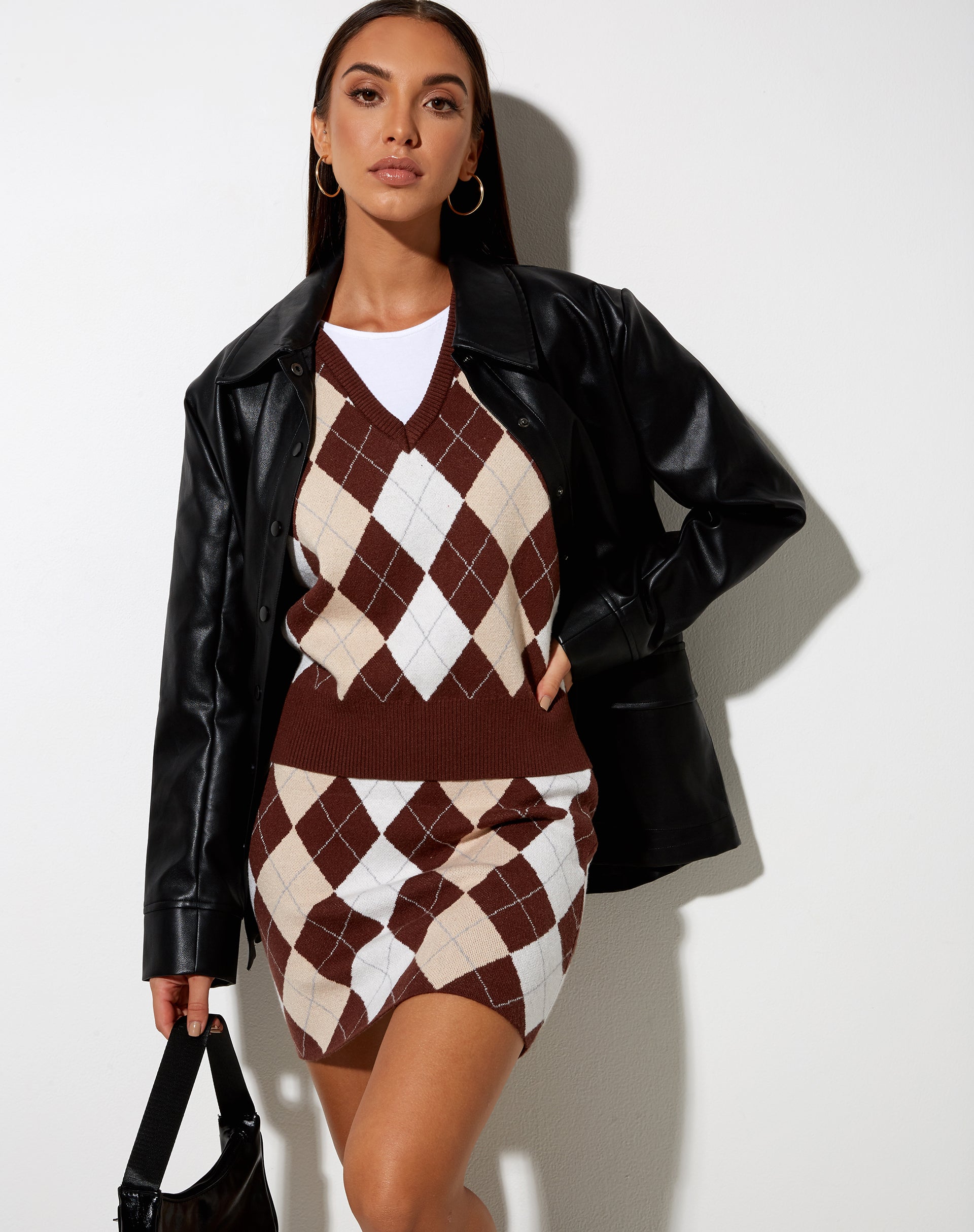 Immagine del gilet Sami in maglia Argyle Tan