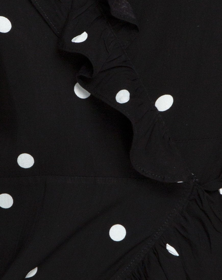 Immagine di Rica Skater Dress in bianco e nero Polkadot