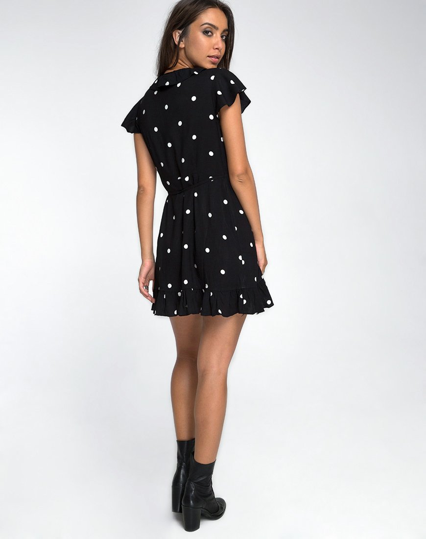 Immagine di Rica Skater Dress in bianco e nero Polkadot