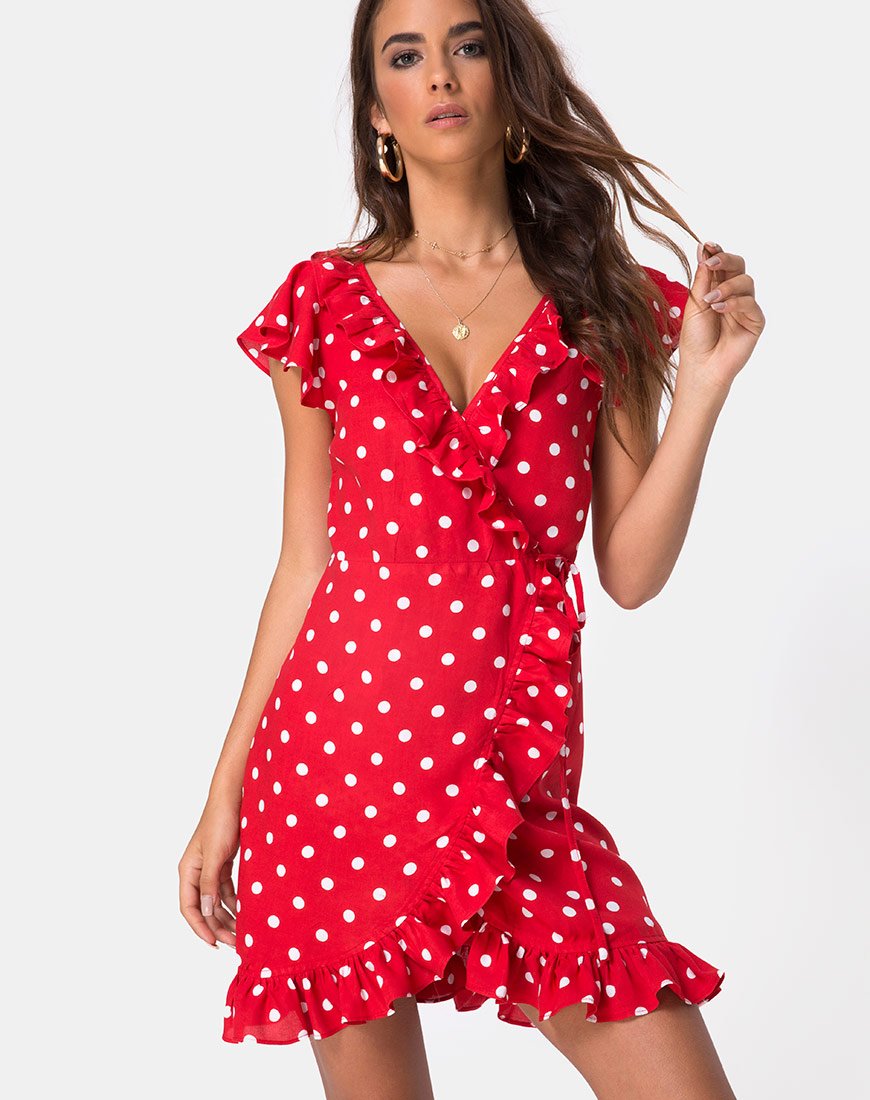 Abito Rica Skater a pois medio rosso e bianco