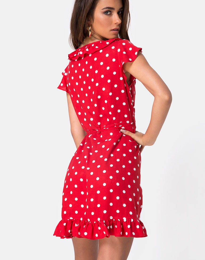 Abito Rica Skater a pois medio rosso e bianco