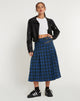 immagine di Rigifa Midi Skirt in tartan blu e grigio