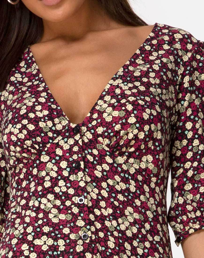 Immagine di Rigita Dress in campo floreale Plum