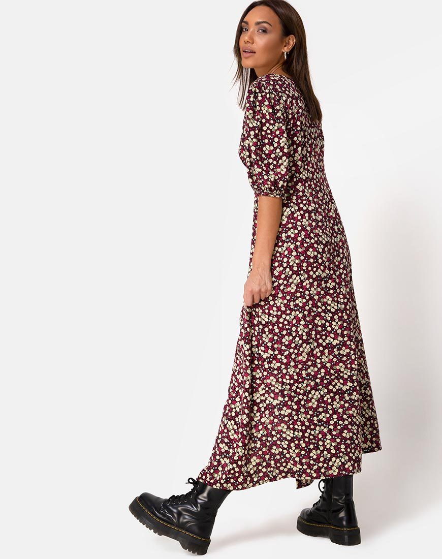 Immagine di Rigita Dress in campo floreale Plum