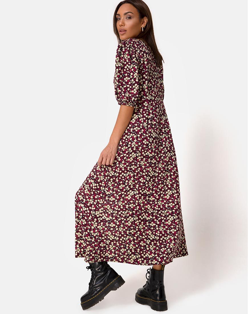 Immagine di Rigita Dress in campo floreale Plum