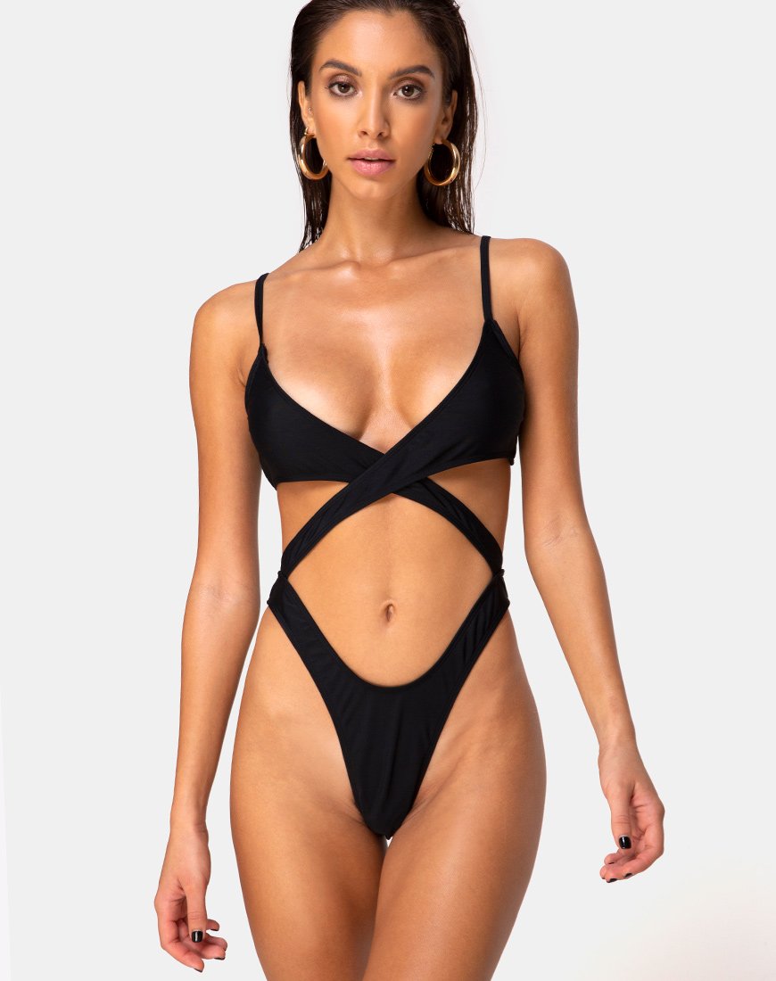 Costume da bagno Riko in nero opaco