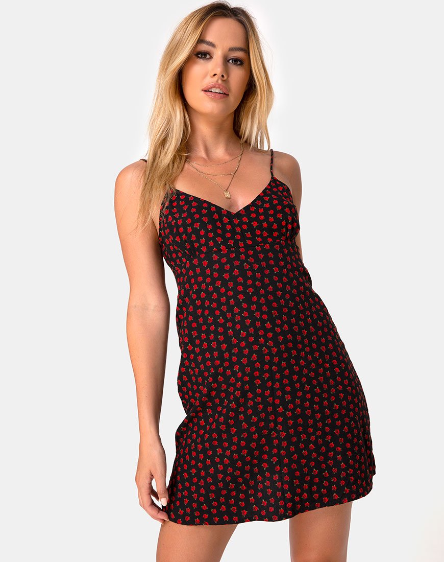 Abito Rilia in rosso rosa puntinato