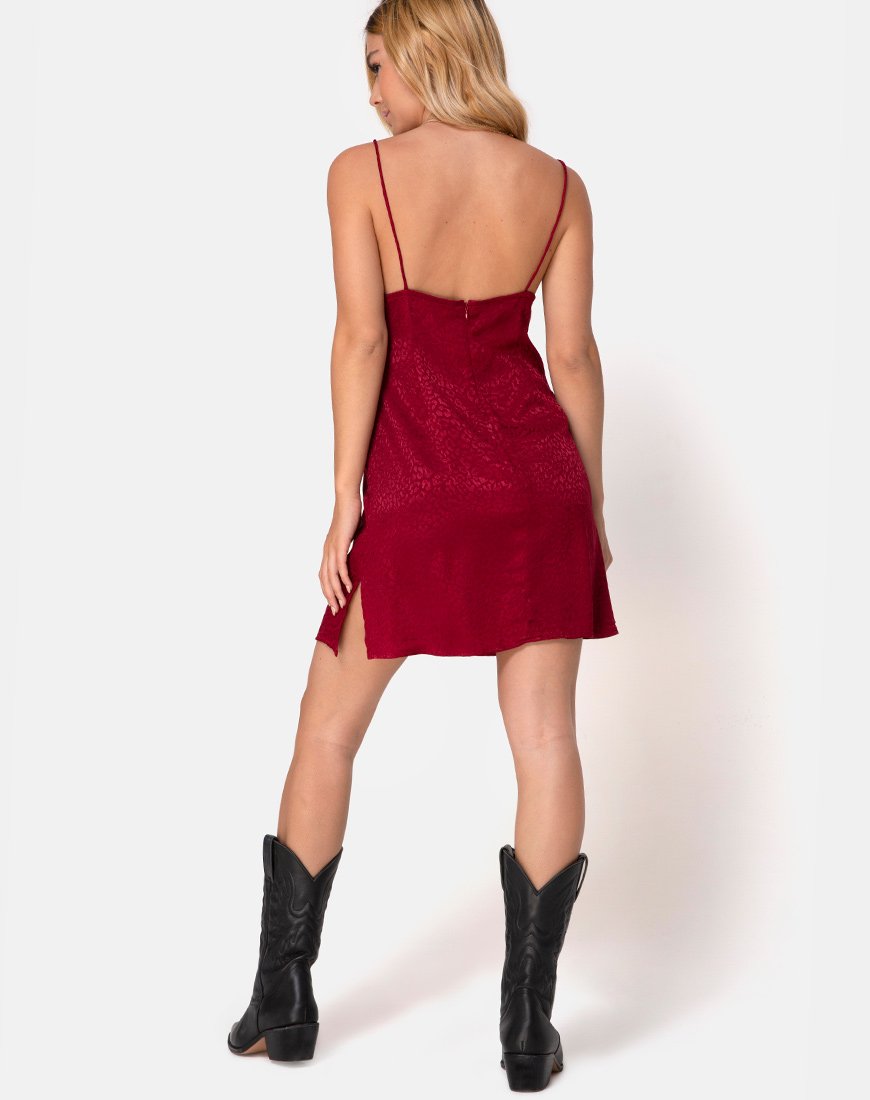 Immagine di Rilia Slip Dress in raso ghepardo lampone