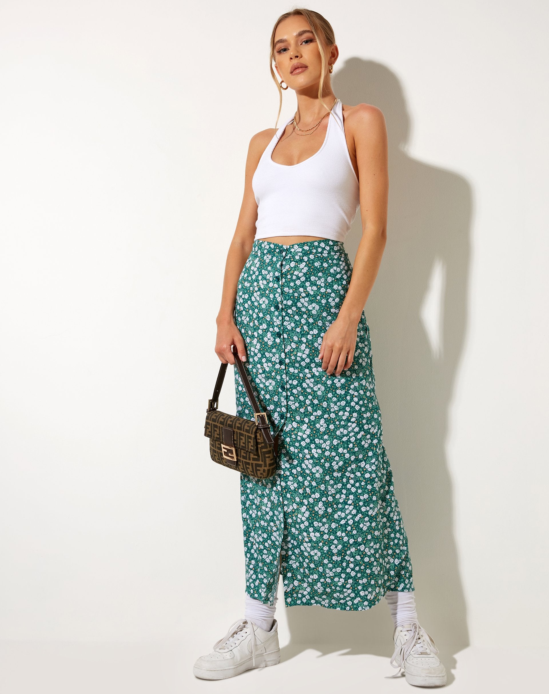 Immagine di Rima Midi Skirt in verde campo floreale