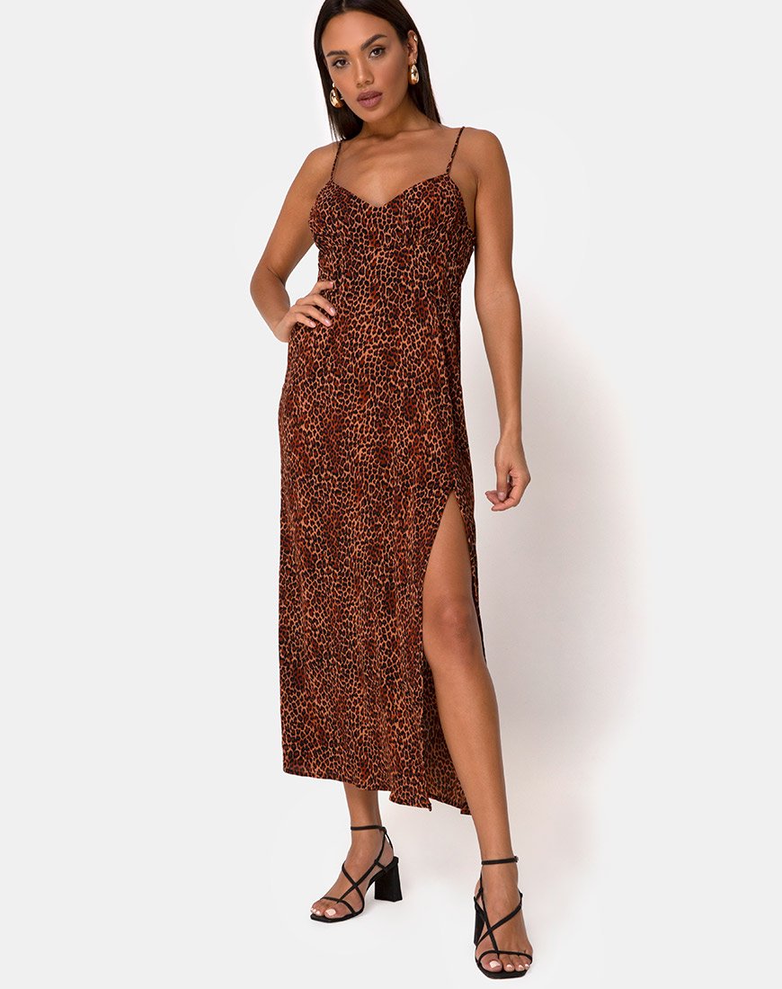 Immagine di Rinda Maxi Dress in Crinkle Ditsy Leopard Orange
