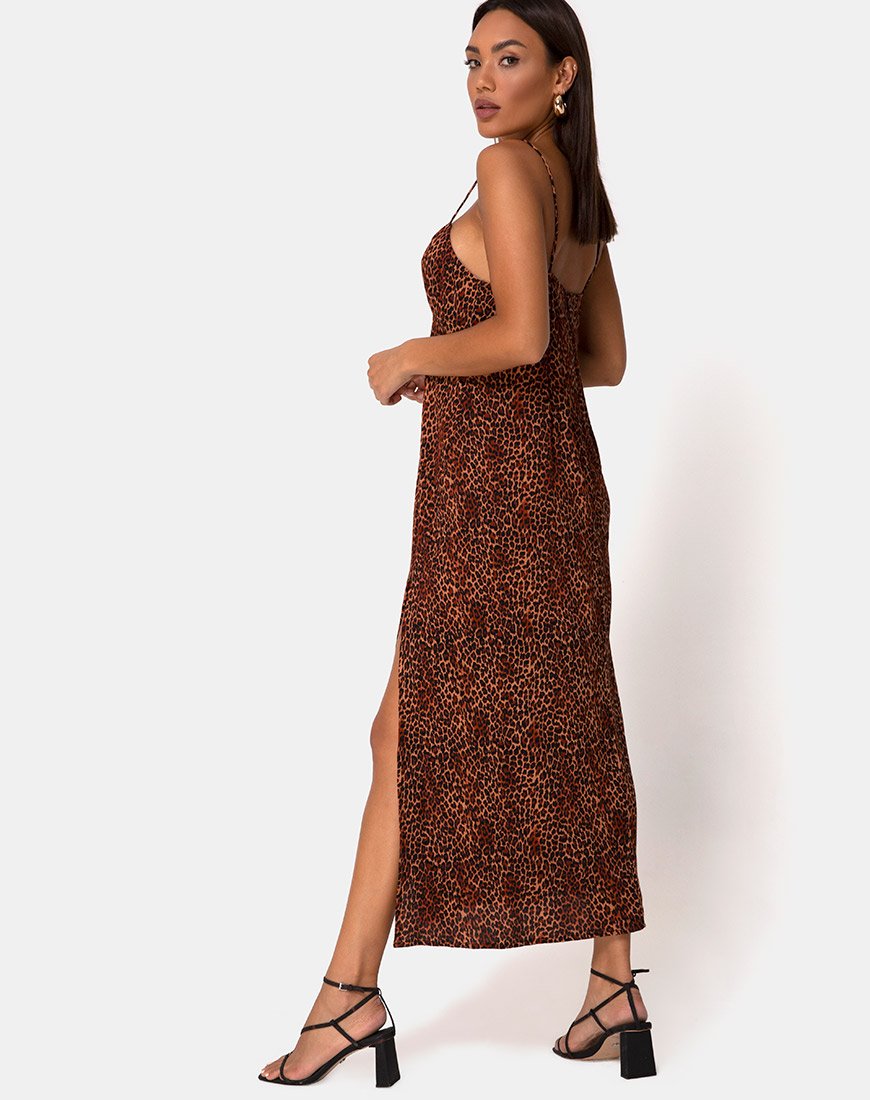 Maxi abito Rinda in arancione leopardato