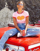 Immagine della t-shirt Ringer in Peony Bind Racing Red Super Freak