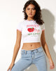 Immagine della t-shirt Ringer in avorio Bind Peony Ripe Juicy
