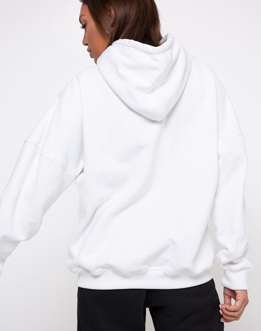 Felpa con cappuccio oversize con ricamo angelo bianco