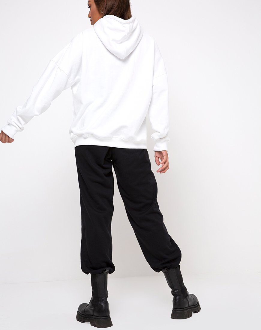 Immagine della felpa con cappuccio oversize con stampa angelo bianco