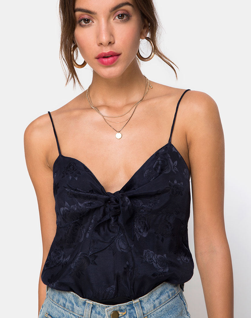 Corpetto Rodice in raso rosa navy