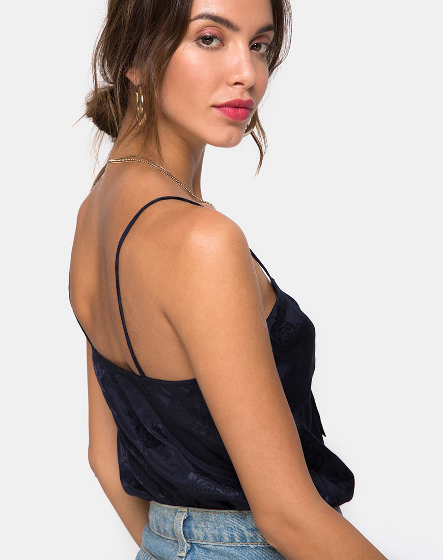 Corpetto Rodice in raso rosa navy