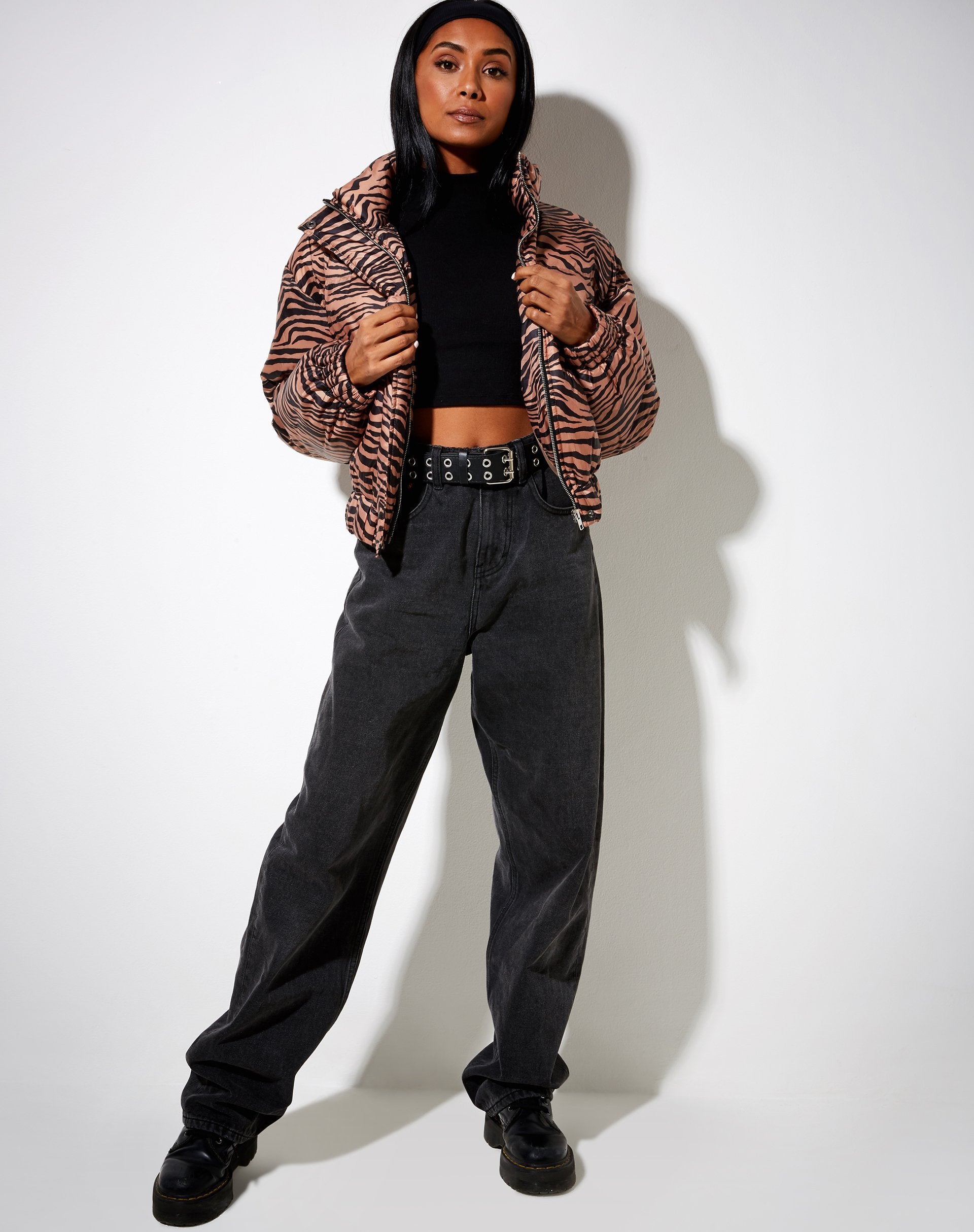 Immagine di Rohos Puffer Jacket in Zebra Nero e Marrone