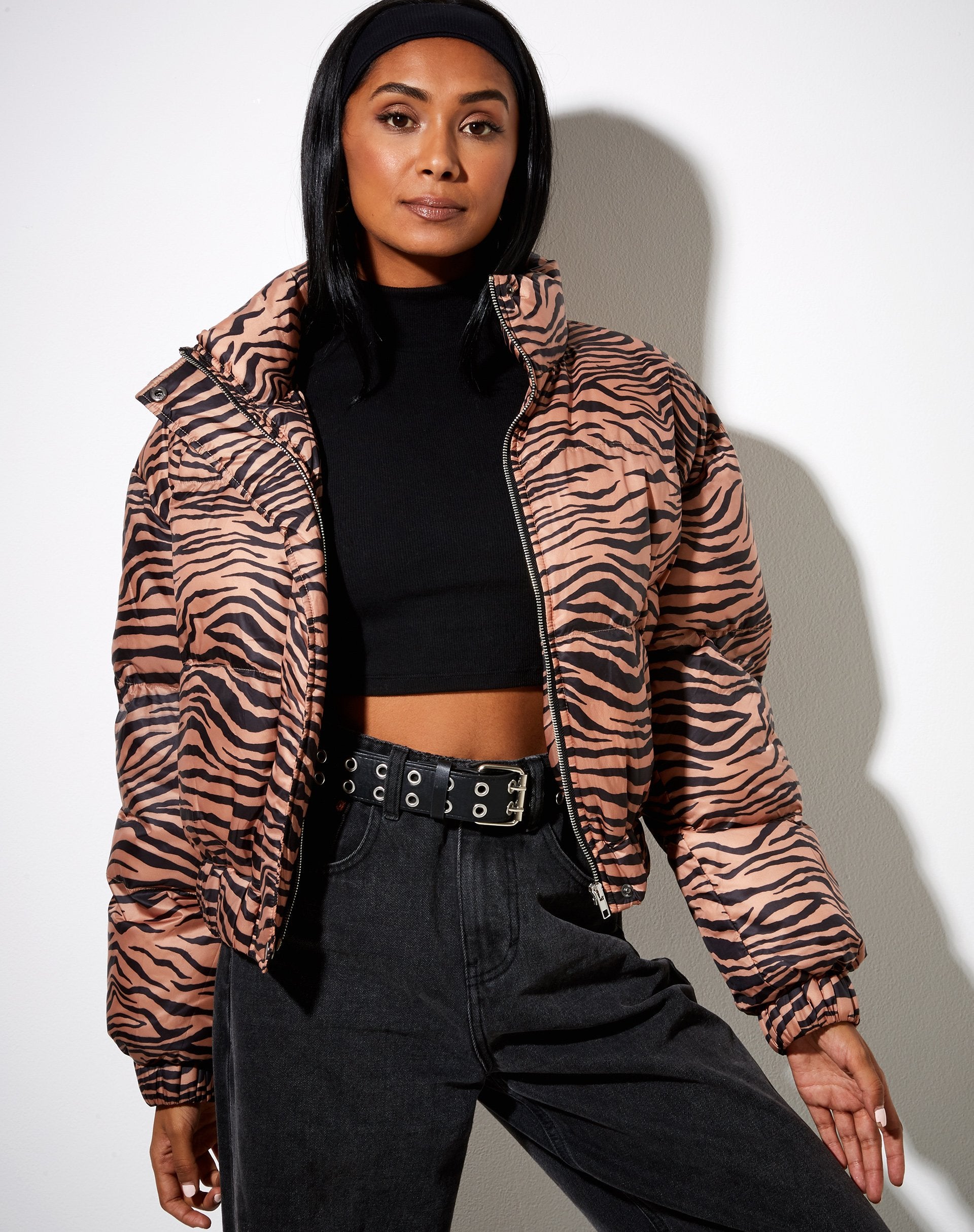 Immagine di Rohos Puffer Jacket in Zebra Nero e Marrone