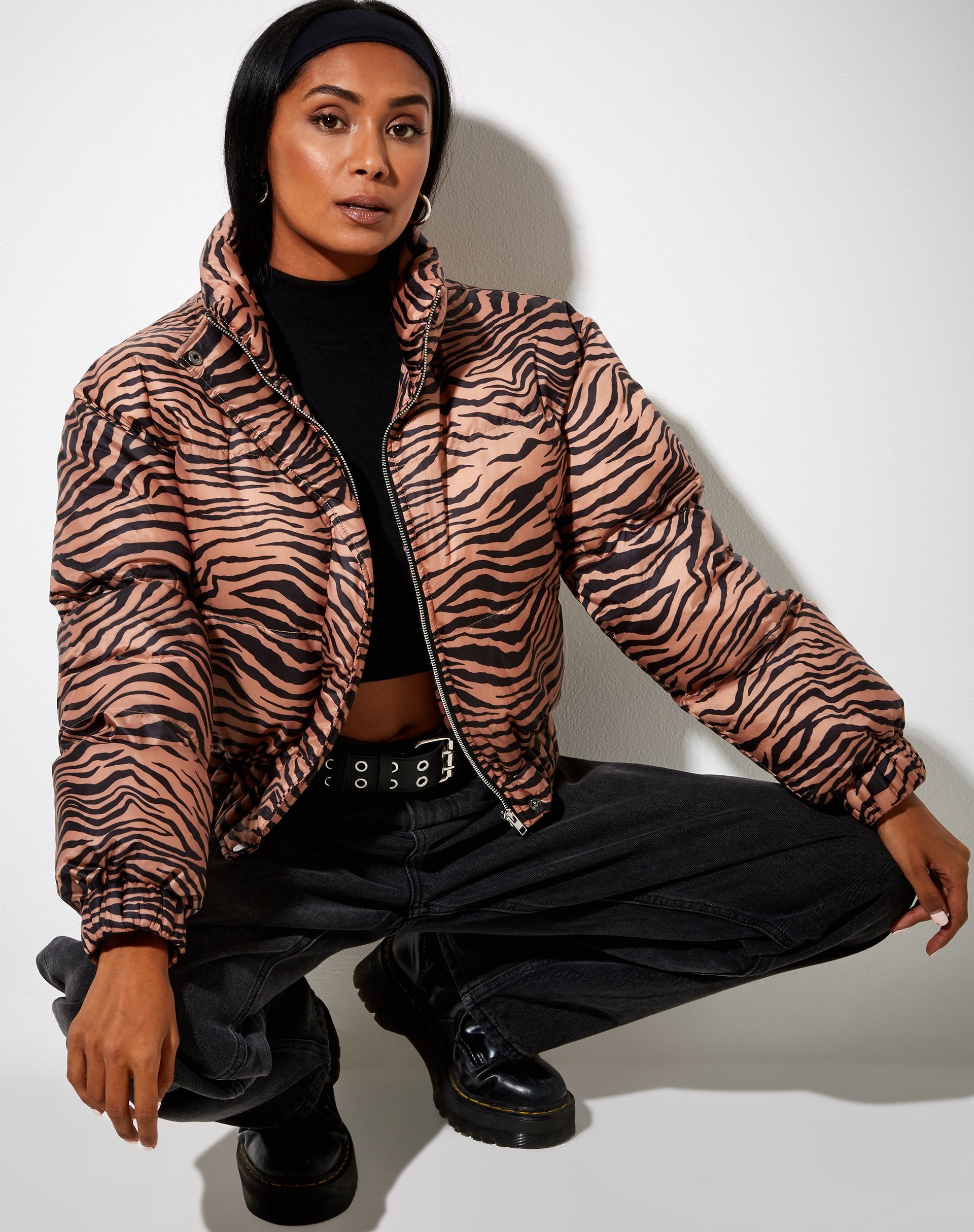 Immagine di Rohos Puffer Jacket in Zebra Nero e Marrone