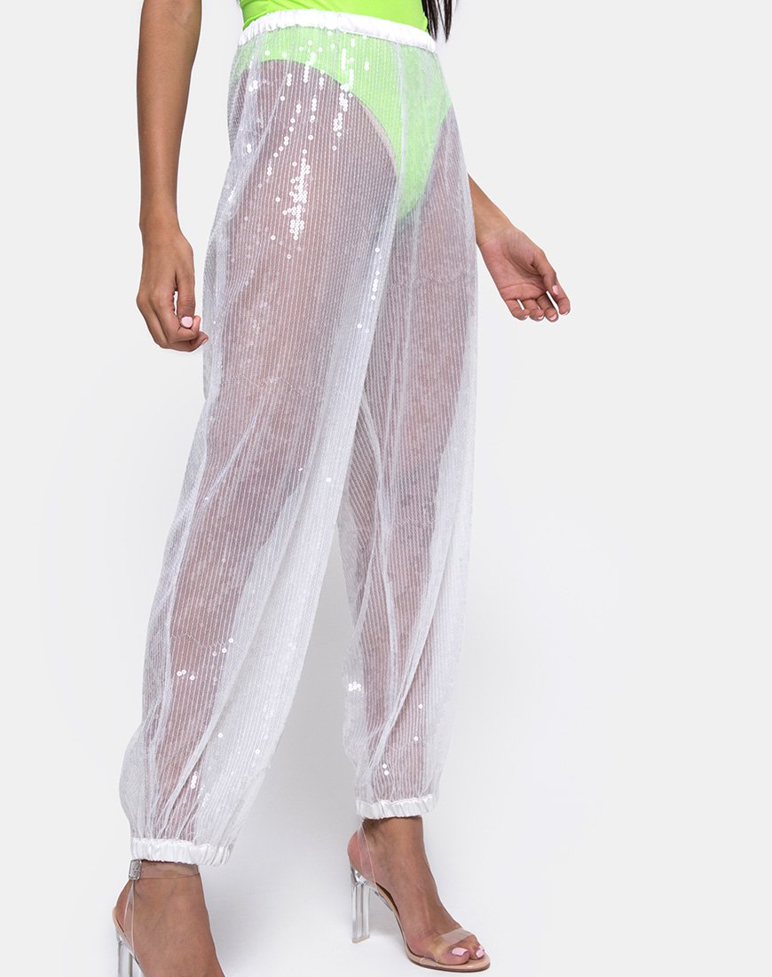 Immagine del pantalone Roid in cristallo trasparente bianco