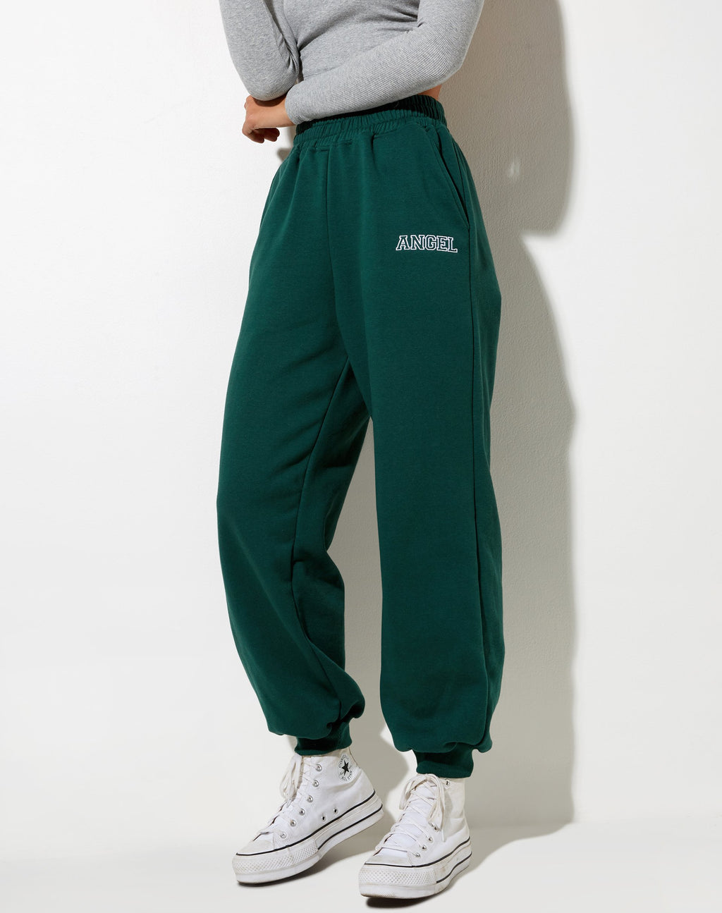 Roider Jogger in verde bottiglia 'Angel' Embro in bianco