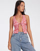 immagine di Roula Halter Top in Ditsy Butterfly Peach Red
