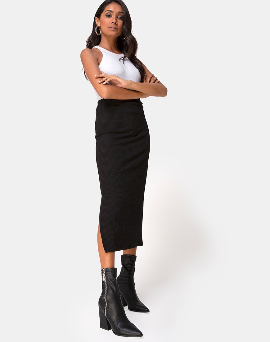 Immagine di Rollie Midi Skirt in Jumbo Rib Nero