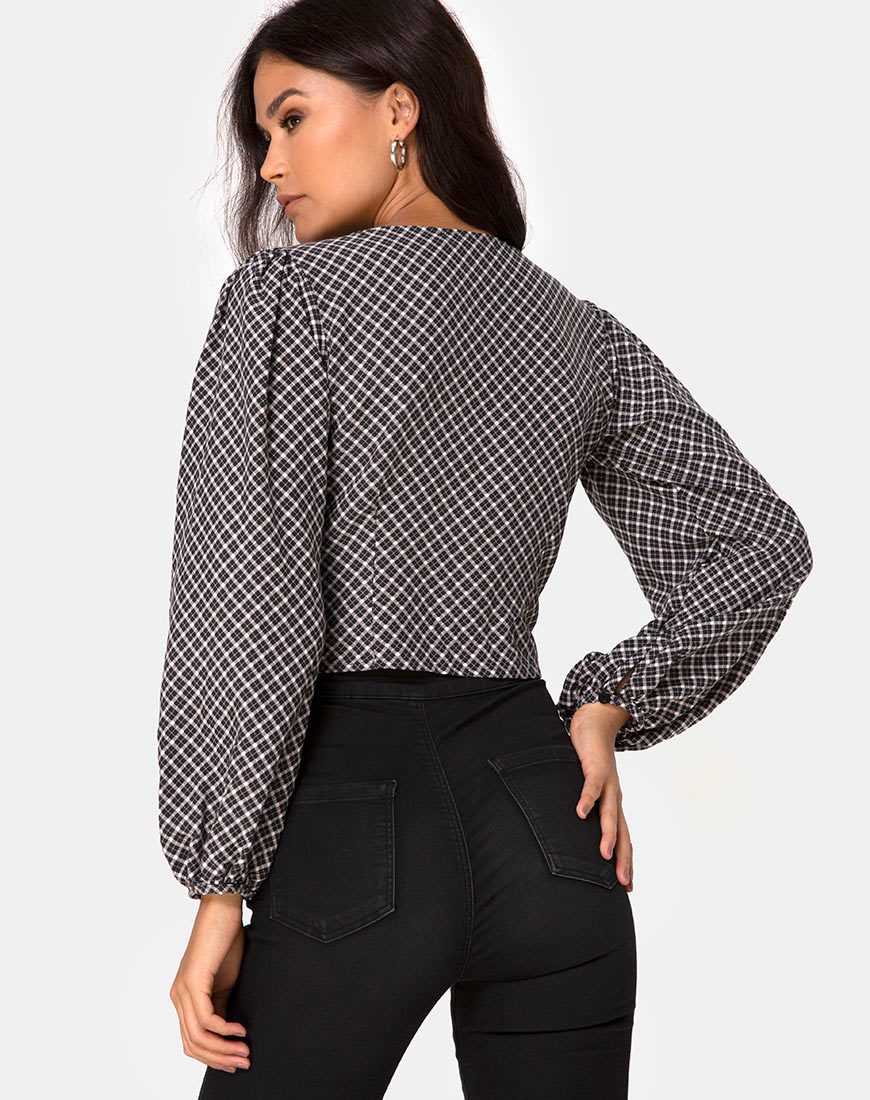 Top Roma a maniche lunghe in nero Check It Out