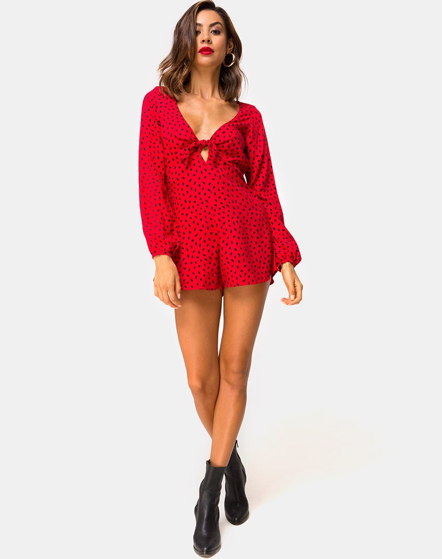 Immagine di Romalo Playsuit in Mini Diana Dot Rosso e Nero
