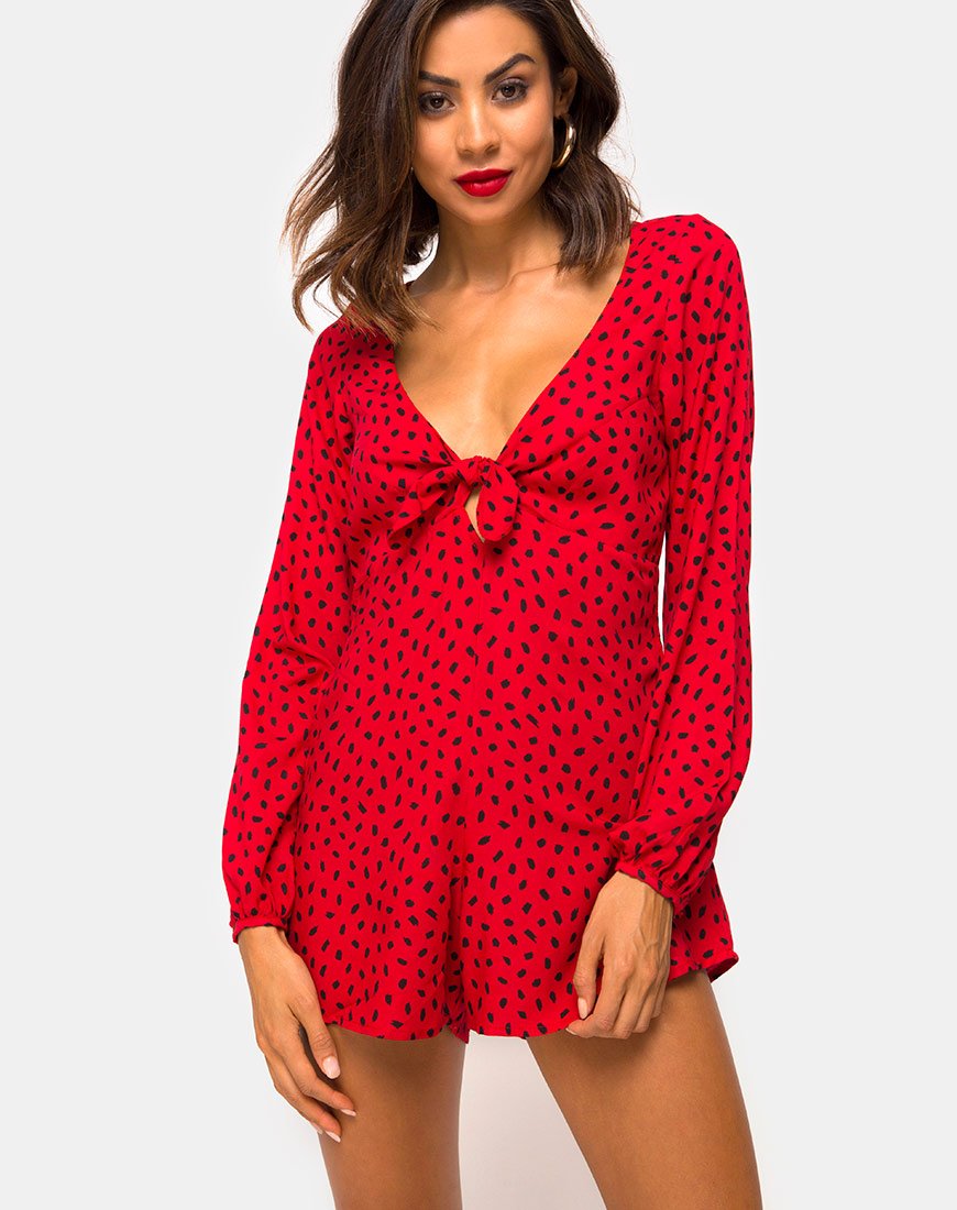 Immagine di Romalo Playsuit in Mini Diana Dot Rosso e Nero