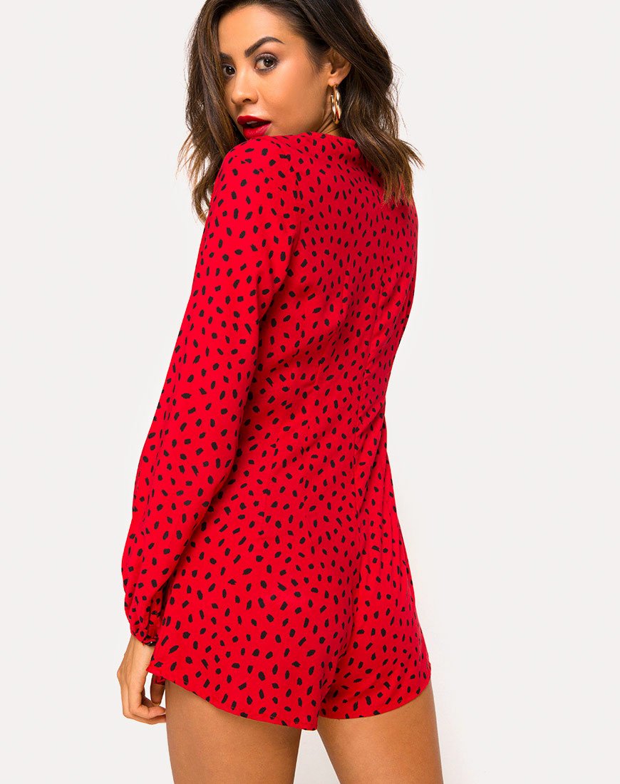 Immagine di Romalo Playsuit in Mini Diana Dot Rosso e Nero