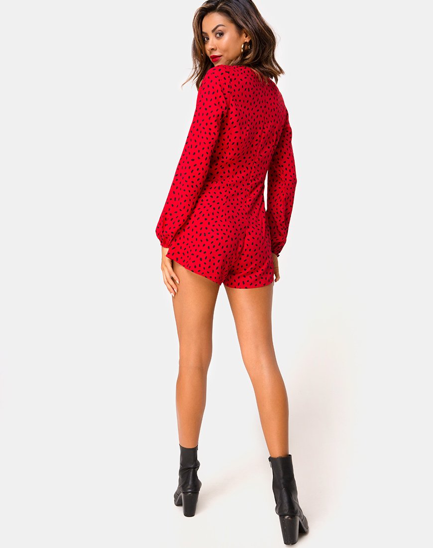 Immagine di Romalo Playsuit in Mini Diana Dot Rosso e Nero