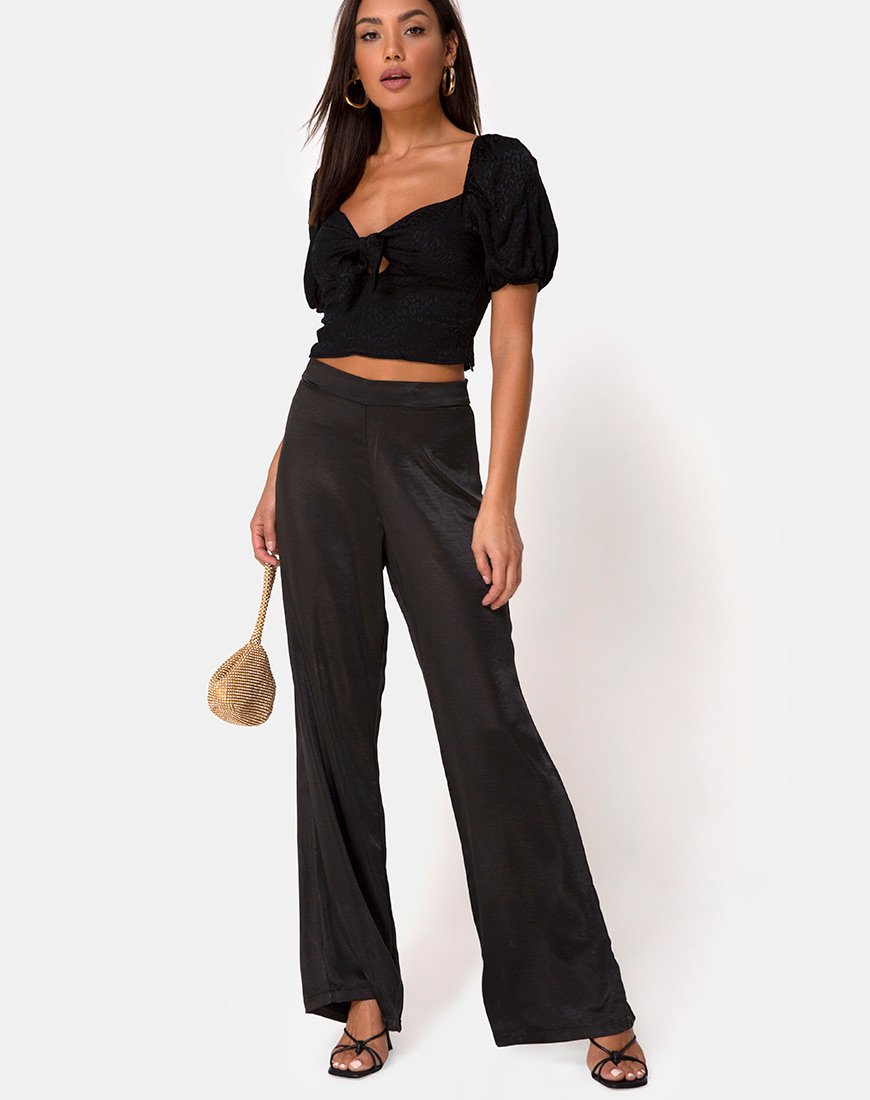 Immagine del top Romanza in satin nero ghepardo