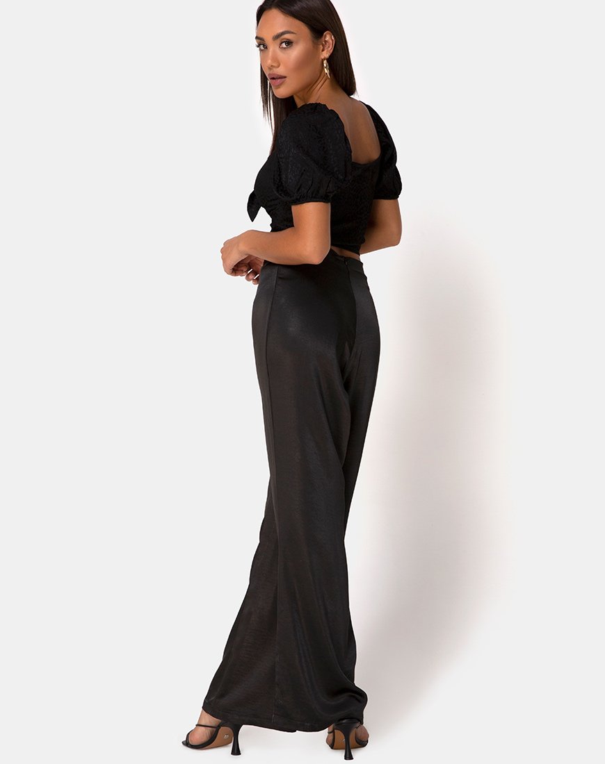 Immagine del top Romanza in satin nero ghepardo