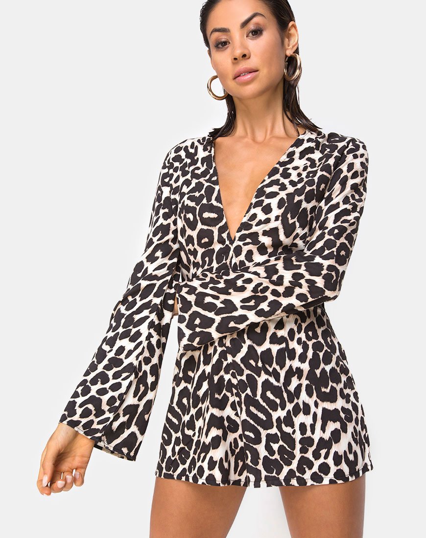Romeo Plunge Playsuit in Jaguar Oversize